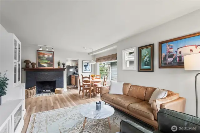 View from the front door into living room.