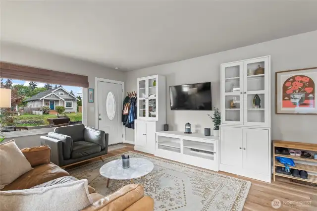Built-in shelving for all your entertainment needs!