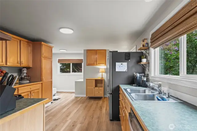 spacious kitchen where all the appliances stay!