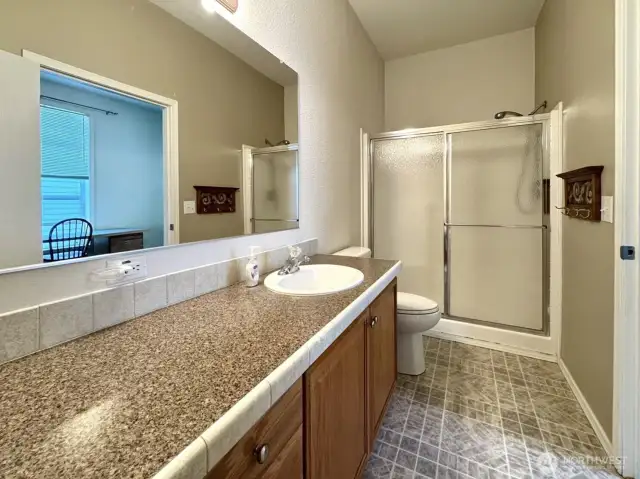Primary bathroom off the office space