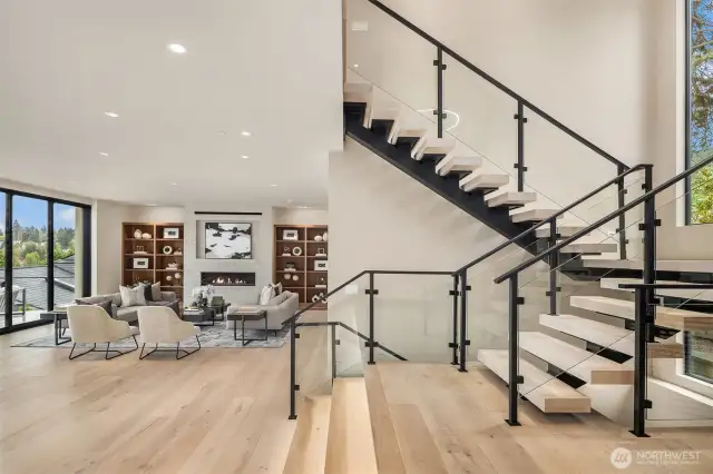 Steel & glass floating stairs