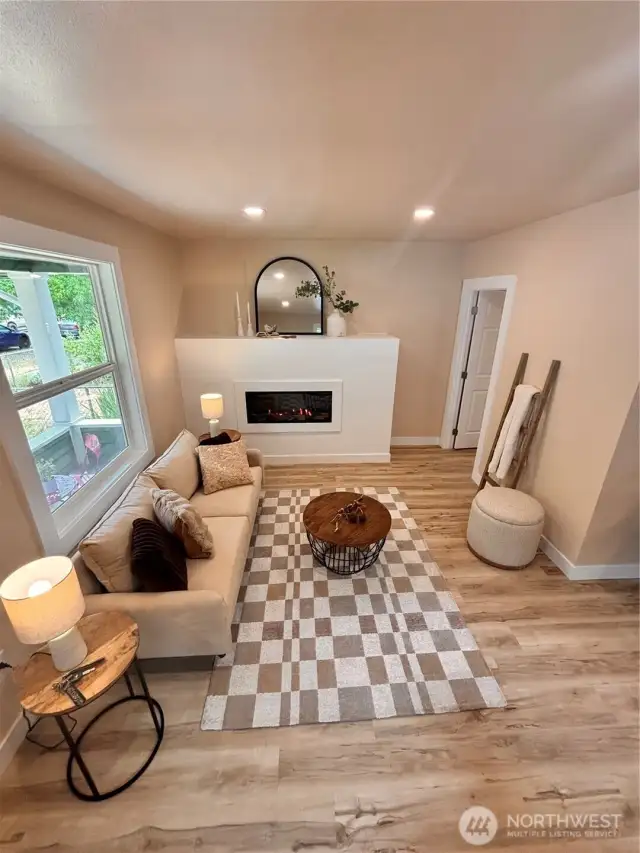 Living room with fireplace