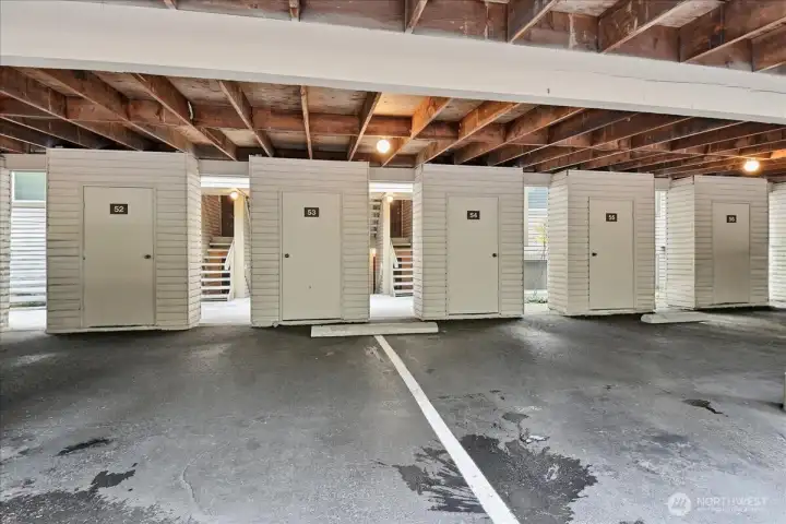 Covered parking. Space 53 with storage closet