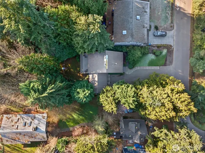 Drone view of the property, 0.36 acre lot