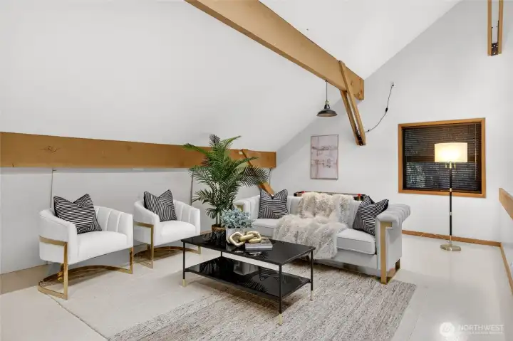 Upstairs loft multipurpose area (formerly an architect's loft studio)