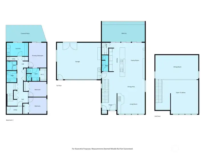 3-level floorplan: Ground floor, Main level and 2nd floor