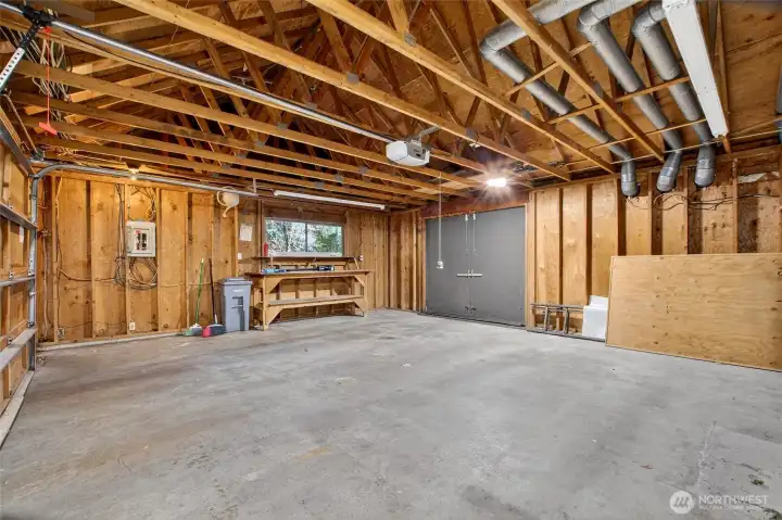 2-car attached garage with extra storage space