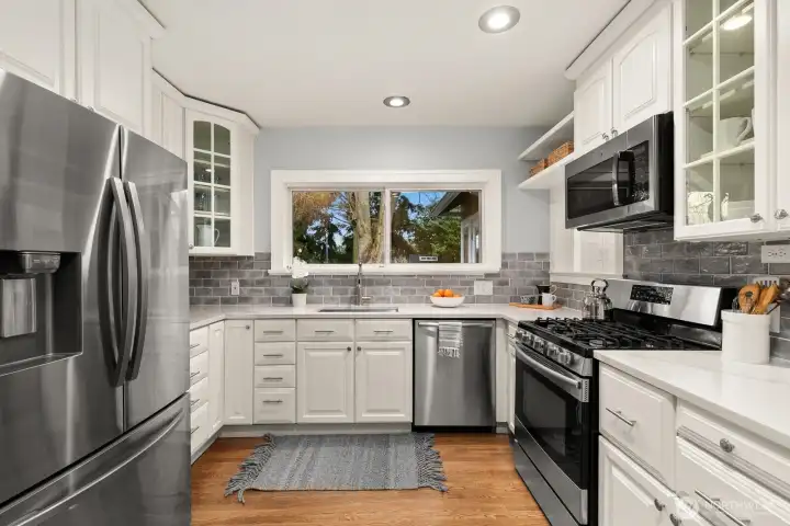 Recently remodeled kitchen with brand new hardwoods