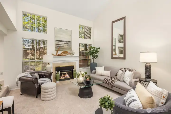 Natural light fills the great room.