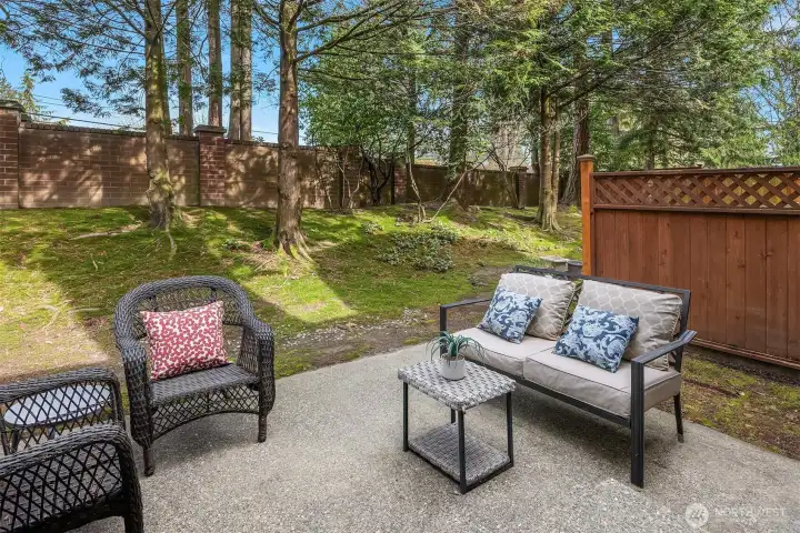 Your back patio is VERY private.