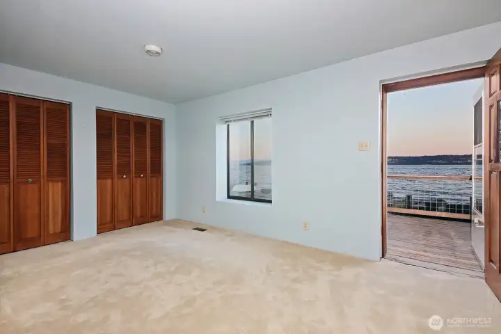 The first bedroom with access to the deck