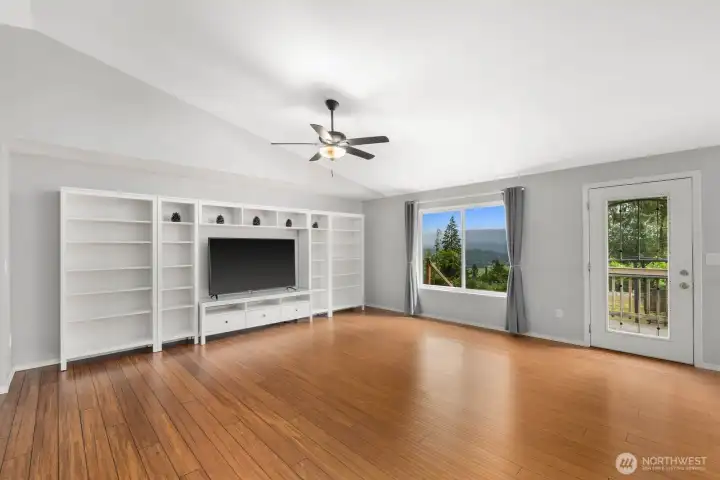 Expansive living room with views of your gardens, mountains and valley Expansive living room with views of your gardens, mountains and valley