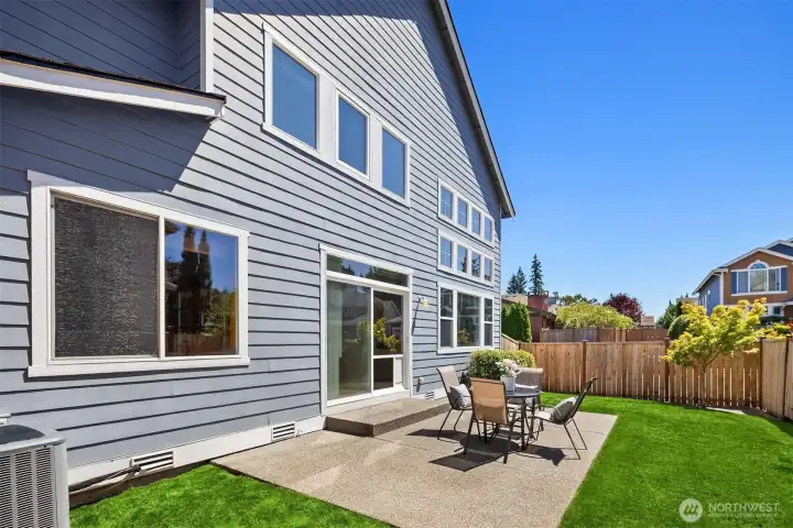 Decent sized patio for grilling and alfresco summertime meals.
