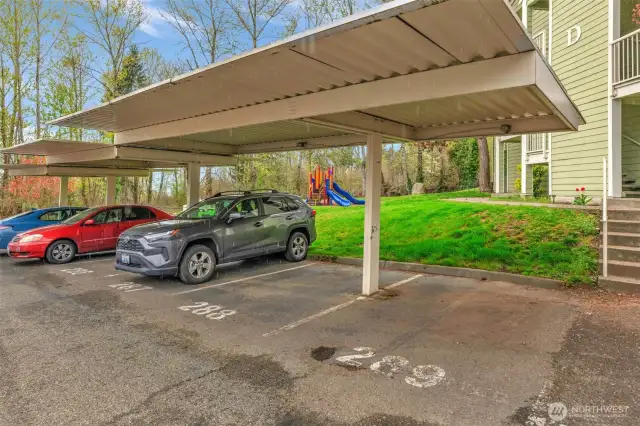 Carport covered parking space #288 is deeded with this home.