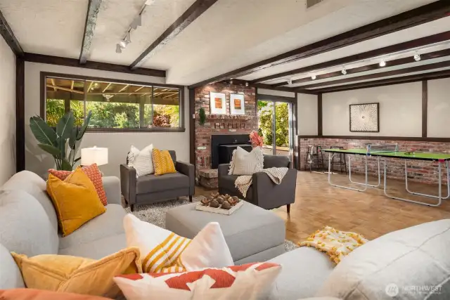 Wood Burning Fireplace and an abundance of natural light