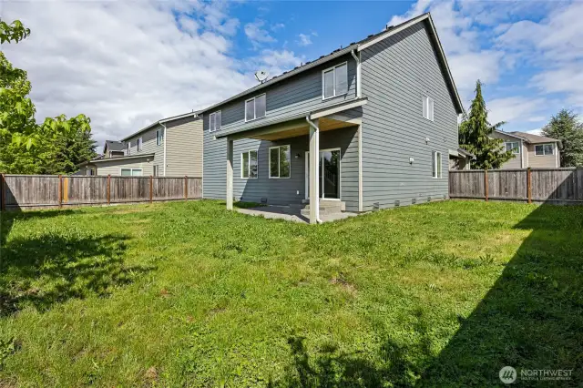 Fully Fenced Backyard with Patio