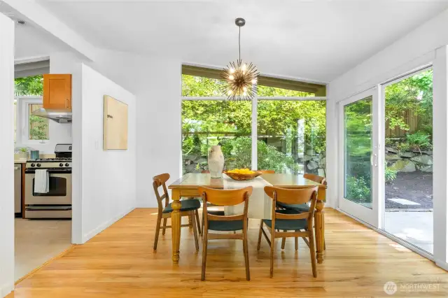 The dining room connects easily to the kitchen.