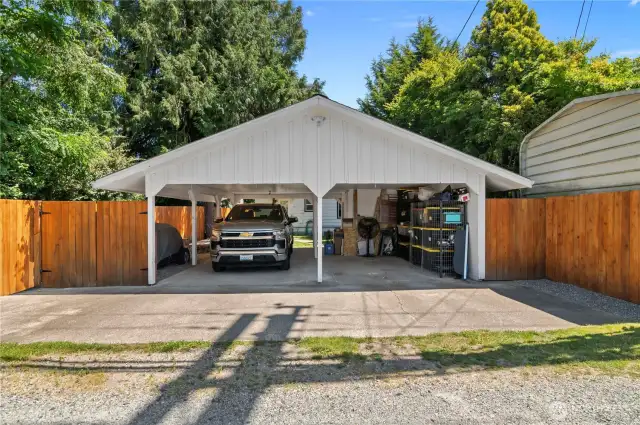 Plenty of off street parking, covered and uncovered. Room for the RV and toys!