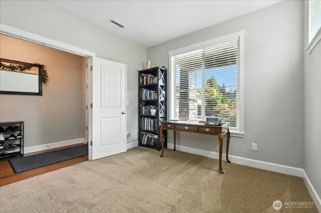 Office looks out to front yard
