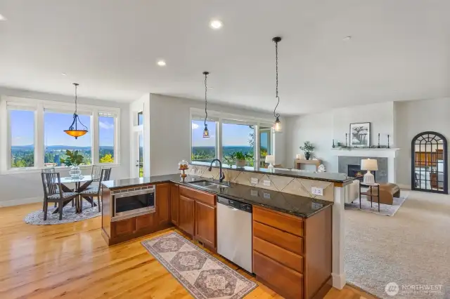 Looking through the kitchen into the great room and beyond...