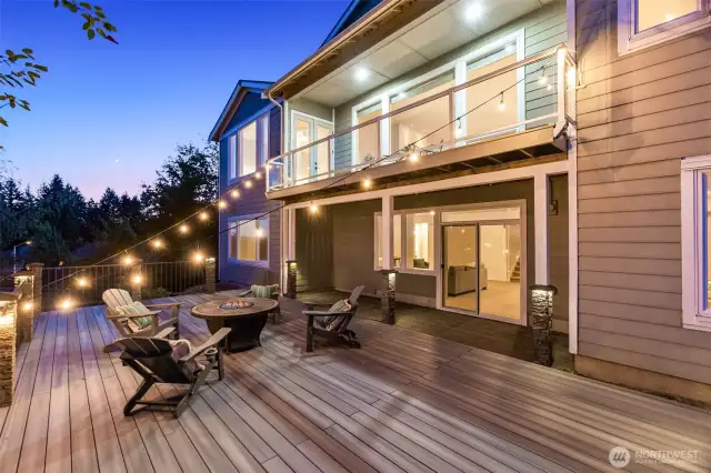 The lower deck & patio at twilight...