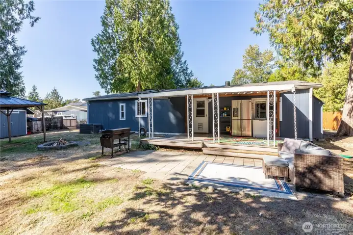 Spacious yard with covered porch