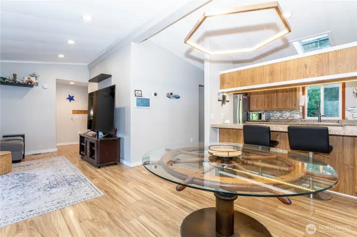 Dining, living, kitchen view
