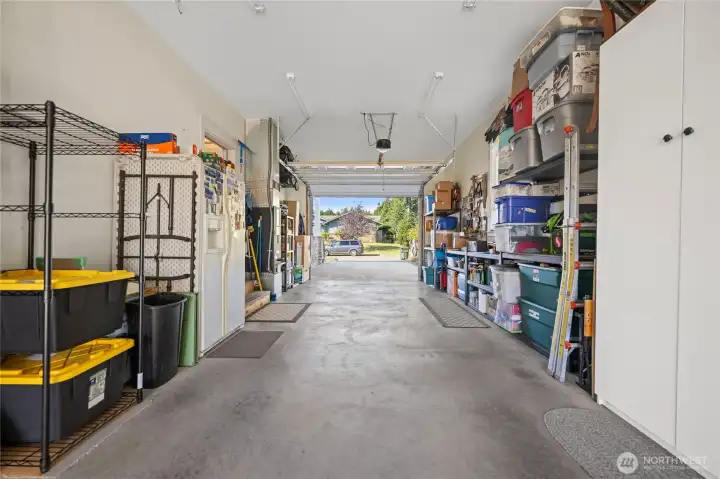 Garage view to the street from the back yard.