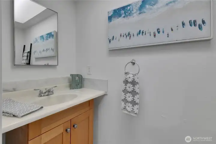 This room can handle a larger vanity if desired!