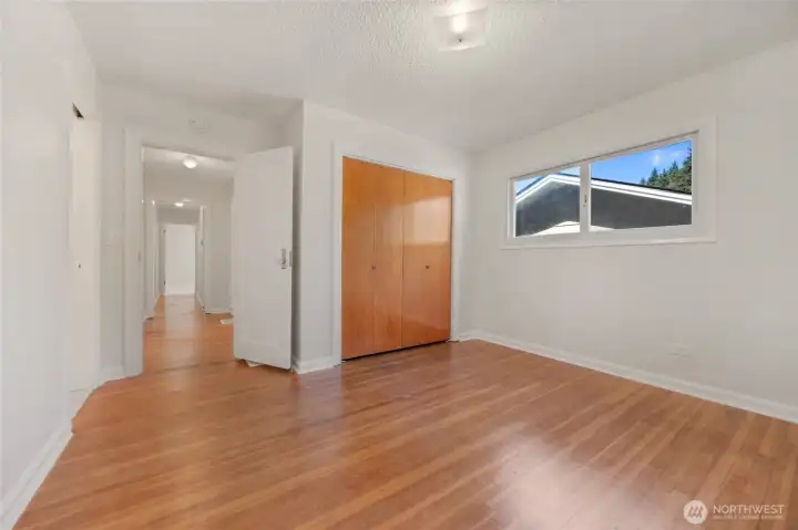 Primary bedroom with cedar lined closet...