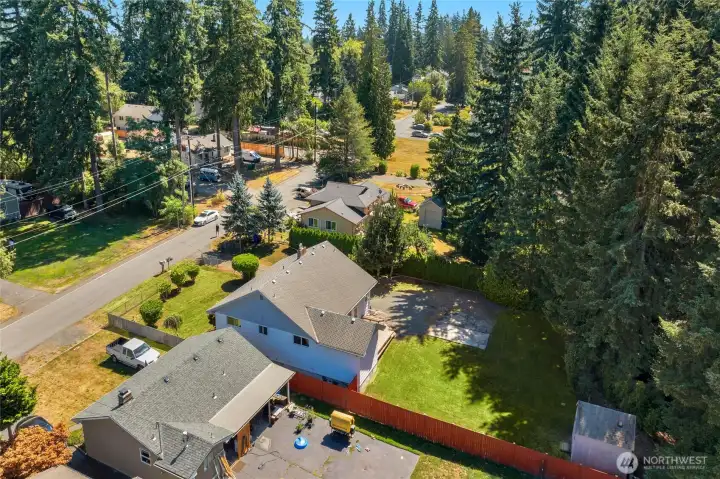 To the right a portion of the .59 acre wooded lot is shown here...