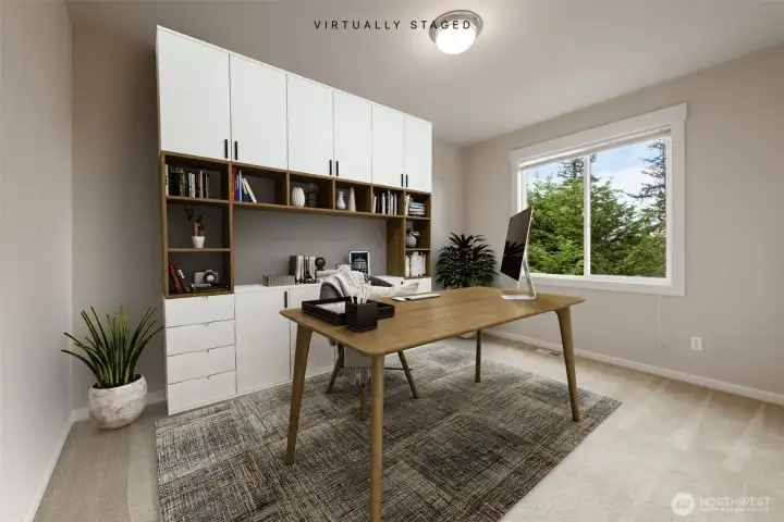1 of 6 bedrooms that you could use as an office, gym or playroom maybe? (virtually staged ro show office!)