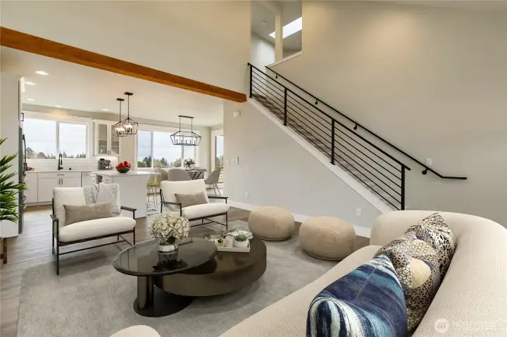 Sample living room and not the actual home.  Digitally staged.