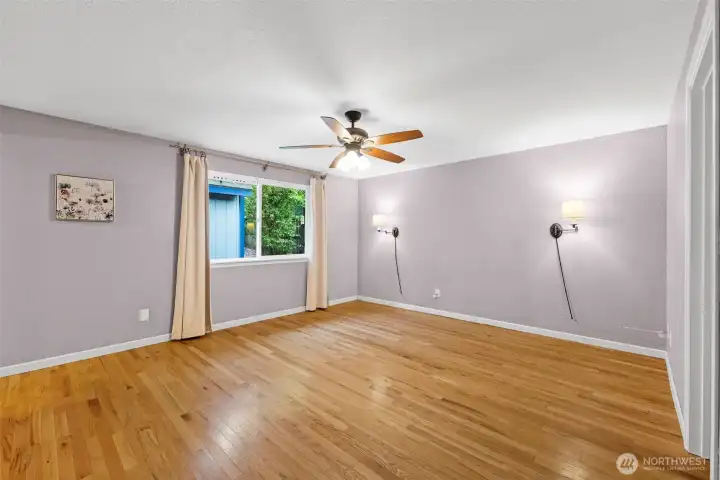 Large Primary Bedroom. Beautiful Hardwood.