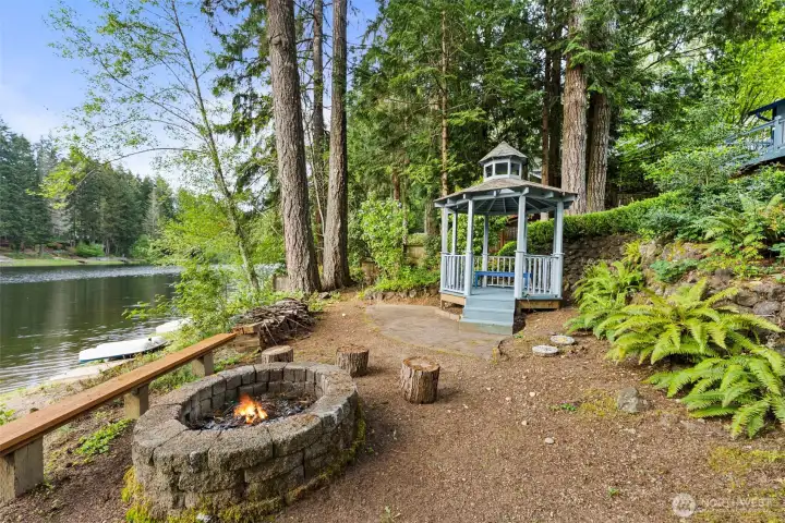 Custom Gazebo (with a New Roof and Paint) + a Cozy Fire Pit.