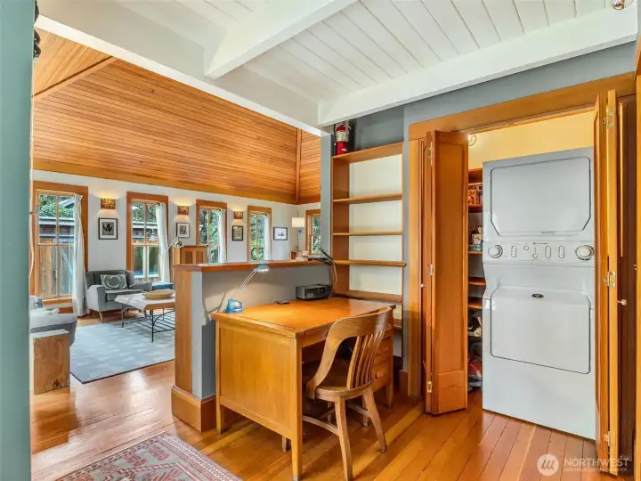 desk and laundry area off the main living space.
