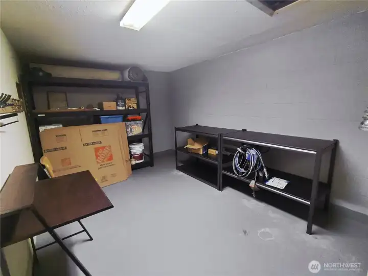 Could become work area, storage, etc.