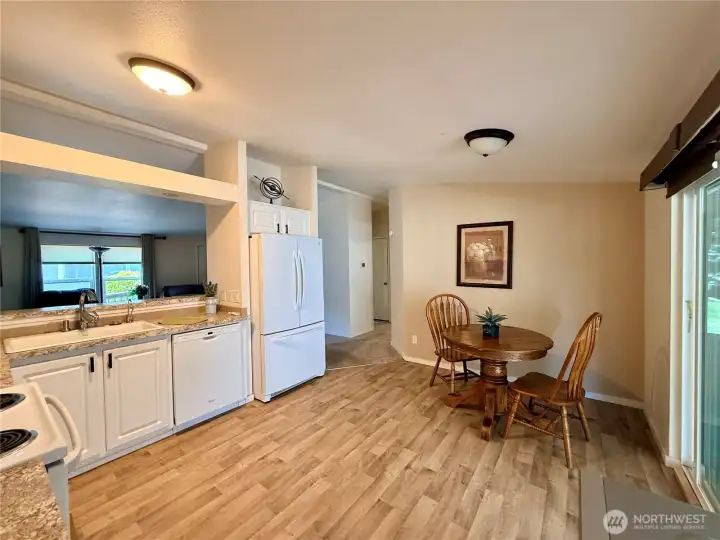 More of the kitchen with the dining area.