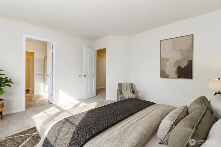 Relaxing owner's retreat with generous proportions, large windows, and direct access to the private en-suite bathroom.
