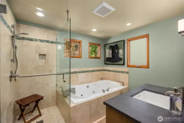 Spare bath with separate shower and jetted tub