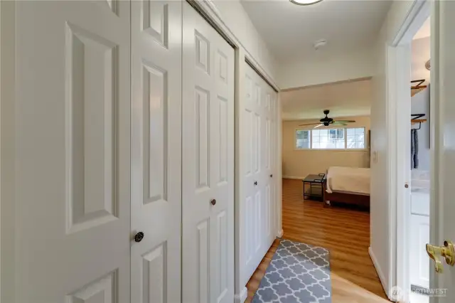 Tons of closet space to the master bedroom, passing the master bathroom.