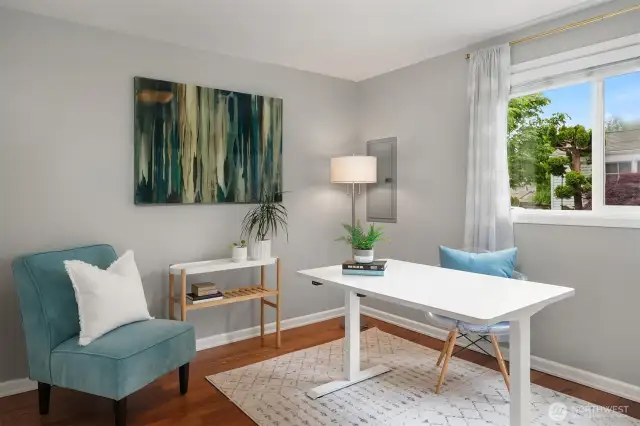 4th bedroom with closet on main dloor next to powder bathroom is a perfect office or additional guest or full-time suite!