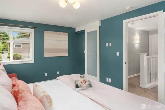 Owner Suite upstairs is huge and has a king-sized bed and remodeled bathroom