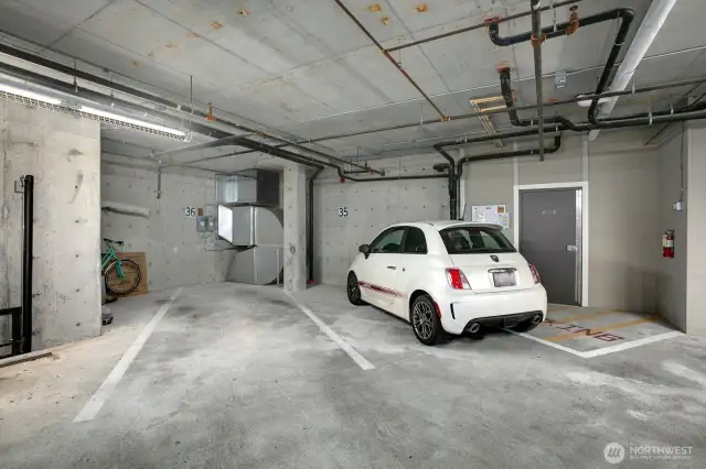 Two parking spaces + room to store items