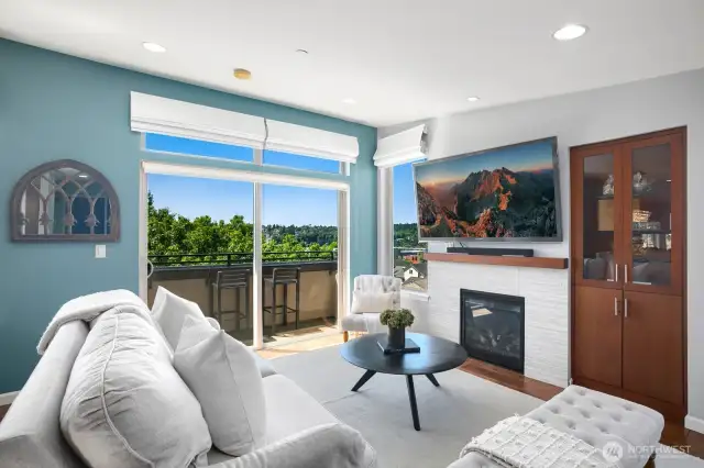 Cozy gas fireplace