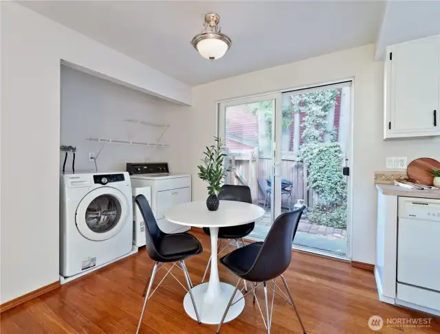 Eating space off kitchen with convenient laundry nook