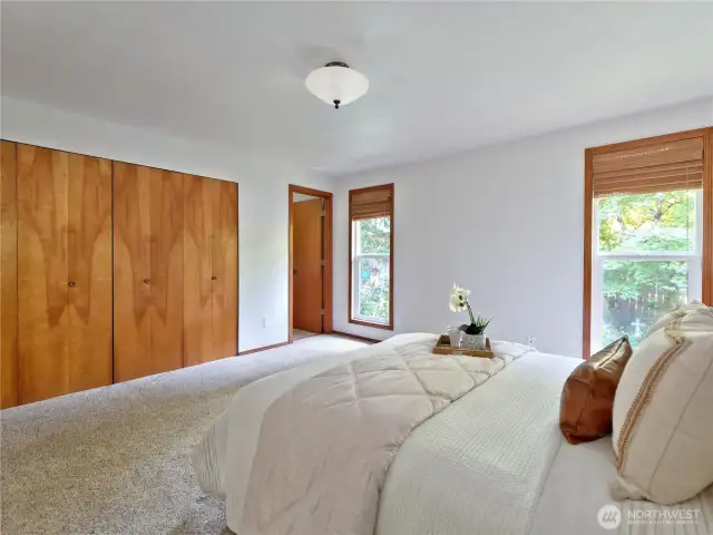 Master bedroom with ample closet space.