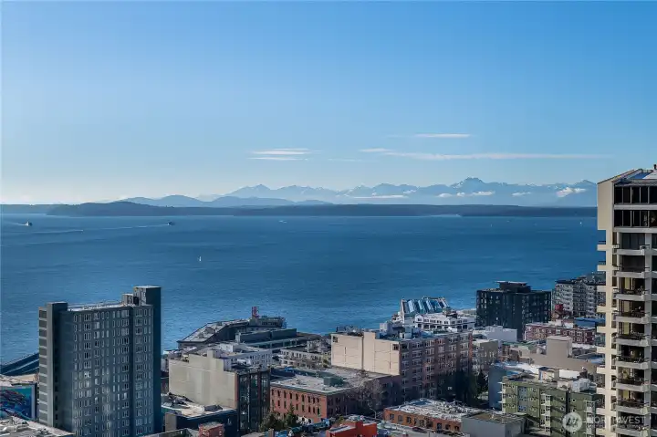 Olympic Mountains in full view from multiple rooms and deck