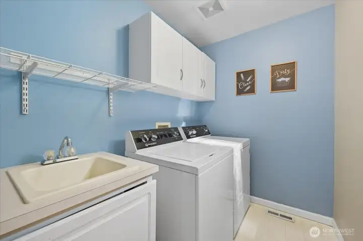 Utility room with sink and laundry