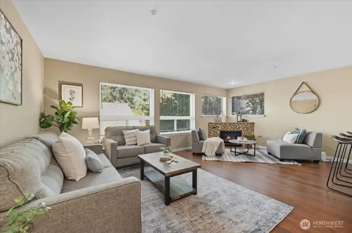 Living room with cozy natural gas fireplace